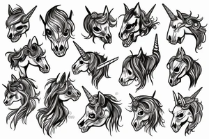 Skeleton unicorn tattoo idea