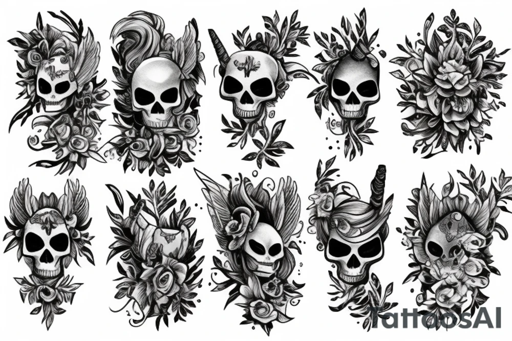 Skeleton unicorn tattoo idea