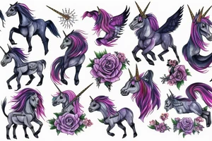 Skeleton unicorn tattoo idea