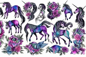 Skeleton unicorn tattoo idea