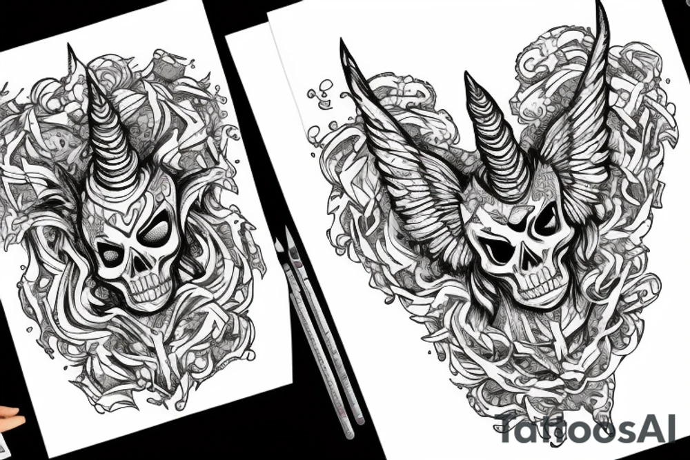 Skeleton unicorn tattoo idea