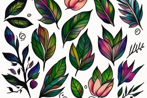 Watercolour Flower Leaf tattoo idea