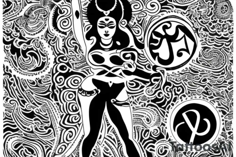 Strength, freedom, feminity,  love, bold, Roman number, tantra, devi kali tattoo idea