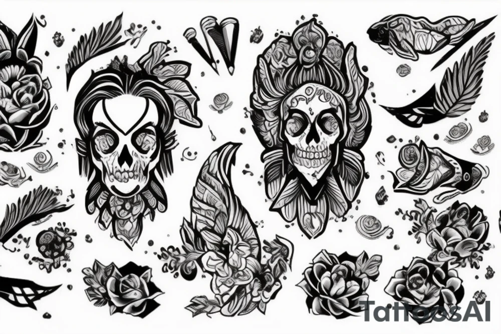 почка с цветами и бабочками tattoo idea
