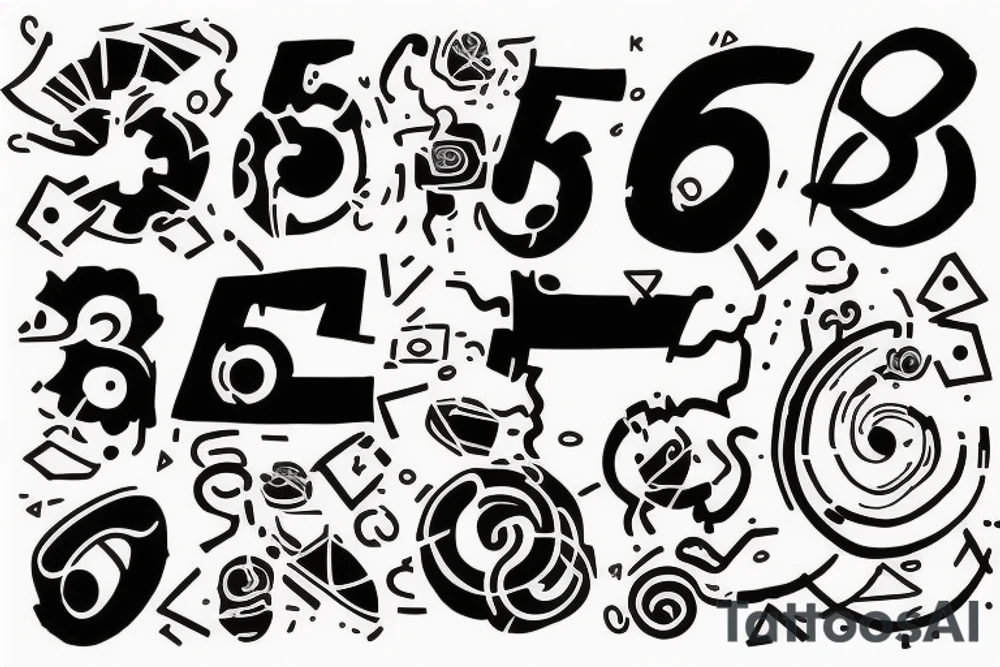 the numbers “855” in a cool abstract design tattoo idea