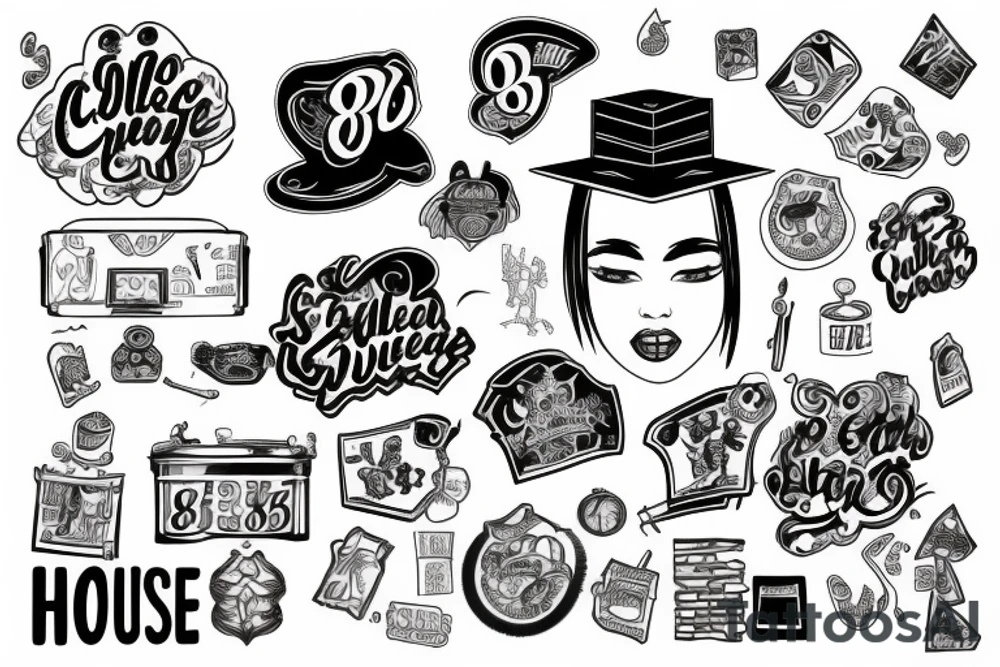 college house with 855 on it tattoo idea