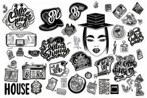 college house with 855 on it tattoo idea
