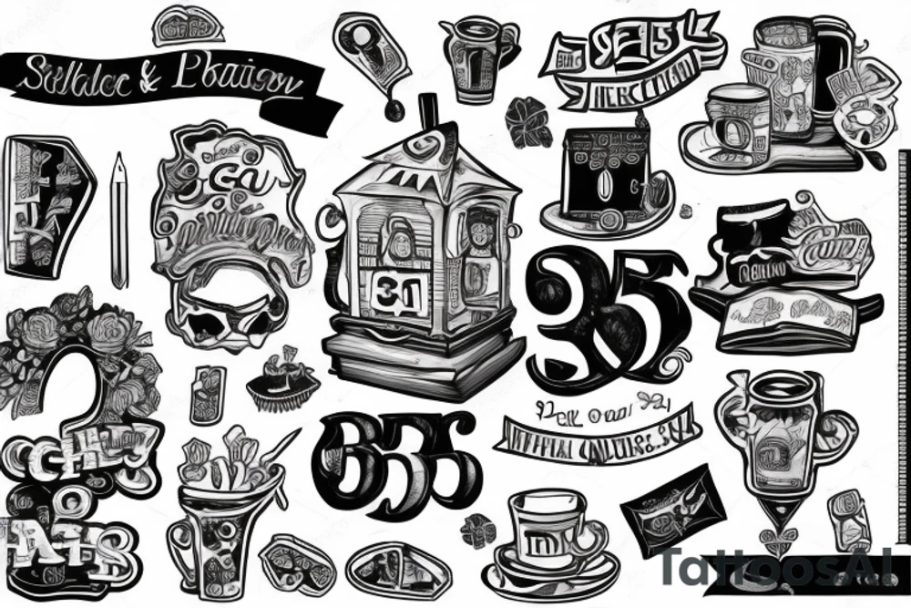 college house with 855 on it tattoo idea