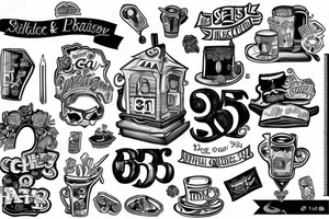 college house with 855 on it tattoo idea