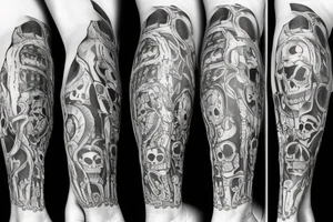 skeleton arm wrapping around leg tattoo idea