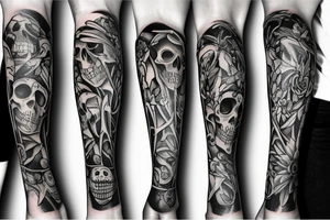 skeleton arm wrapping around leg tattoo idea