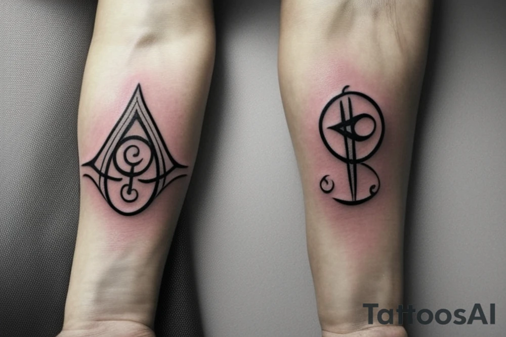 I want a sort of rune that involves my children names with are Marta and Leonardo tattoo idea