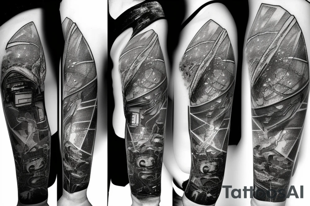 sci fi nuclear reactor with crystals as power source tattoo idea