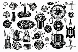 sci fi nuclear reactor with crystals as power source tattoo idea