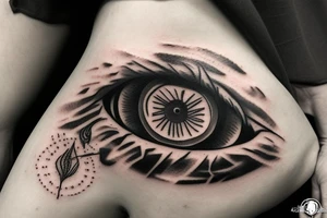 The Eye of Sauron with Fire tattoo idea