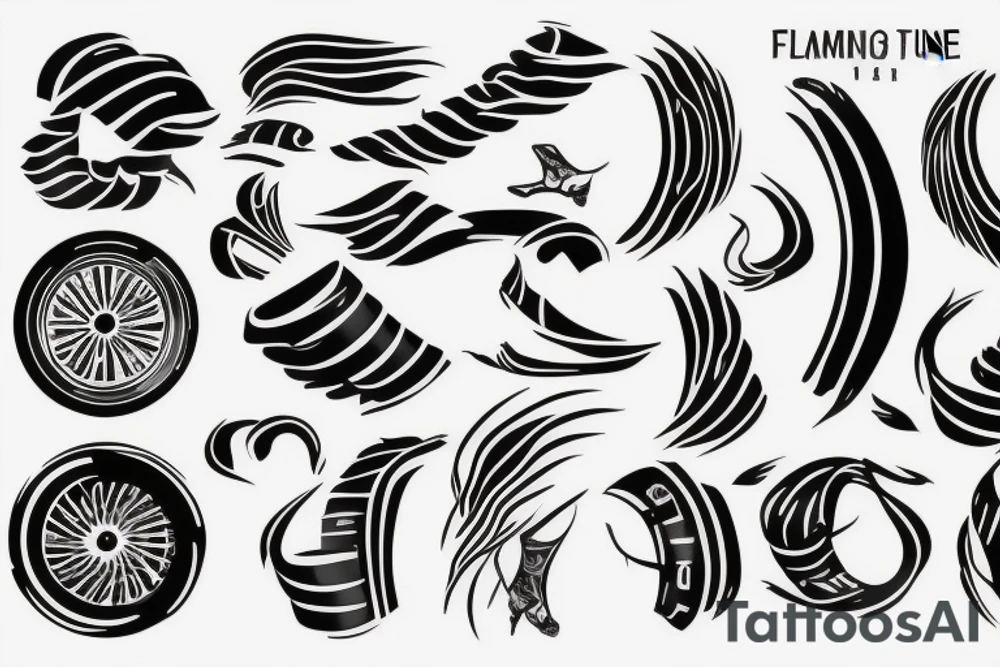 Flaming racing tire tattoo idea