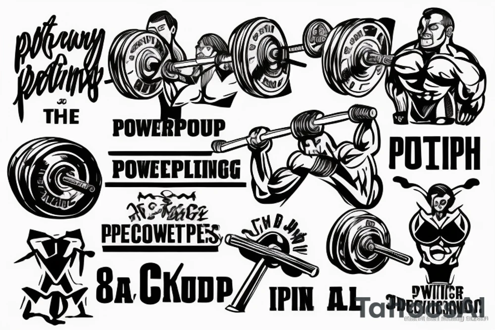 Powerlifting without the word, but something that relates to the disciplines in powerlifting, which are squat, deadlift and bench press tattoo idea