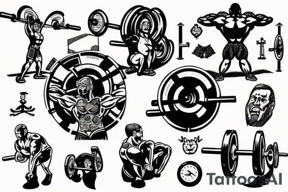 Powerlifting without the word, but something that relates to the disciplines in powerlifting, which are squat, deadlift and bench press tattoo idea