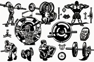 Powerlifting without the word, but something that relates to the disciplines in powerlifting, which are squat, deadlift and bench press tattoo idea