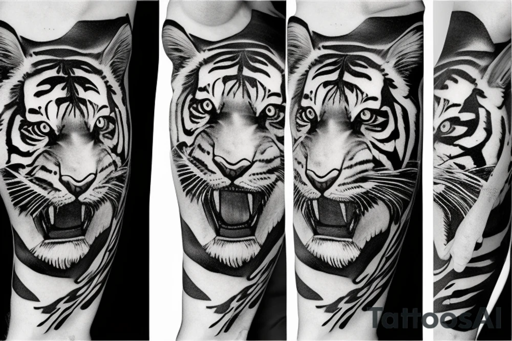 tiger and time tattoo idea