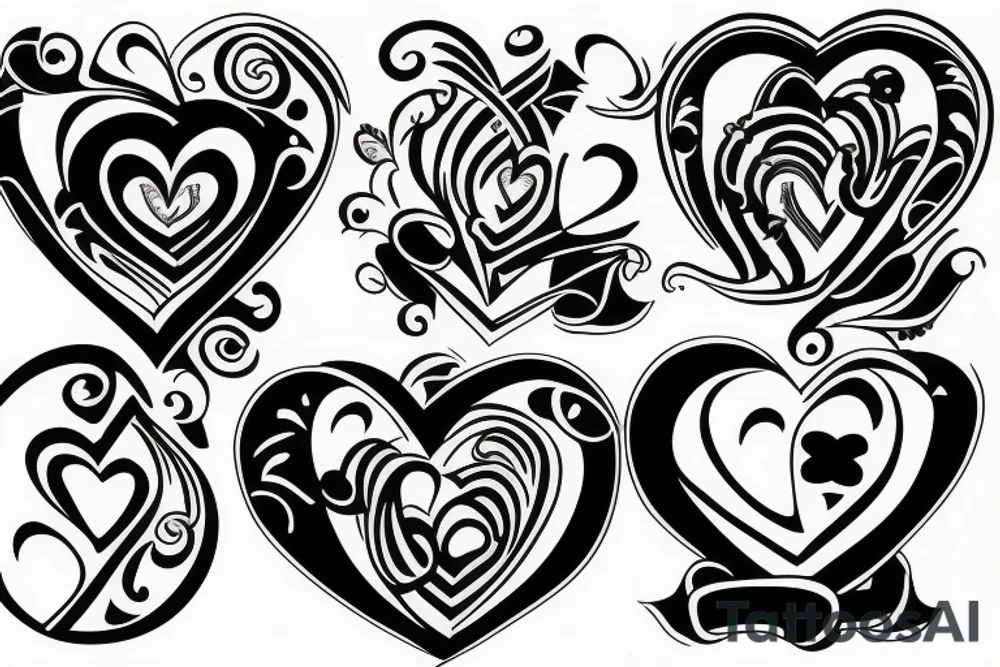 2 cards 2 hearts and 4 clubs in the background tattoo idea