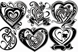 2 cards 2 hearts and 4 clubs in the background tattoo idea