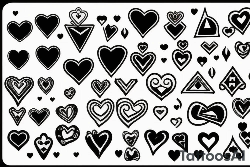 2 cards 2 hearts and 4 clubs in the background tattoo idea