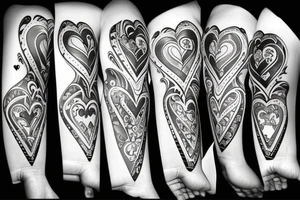 2 cards 2 hearts and 4 clubs in the background tattoo idea