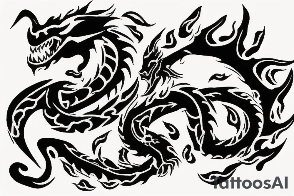 dragon on fire tattoo idea
