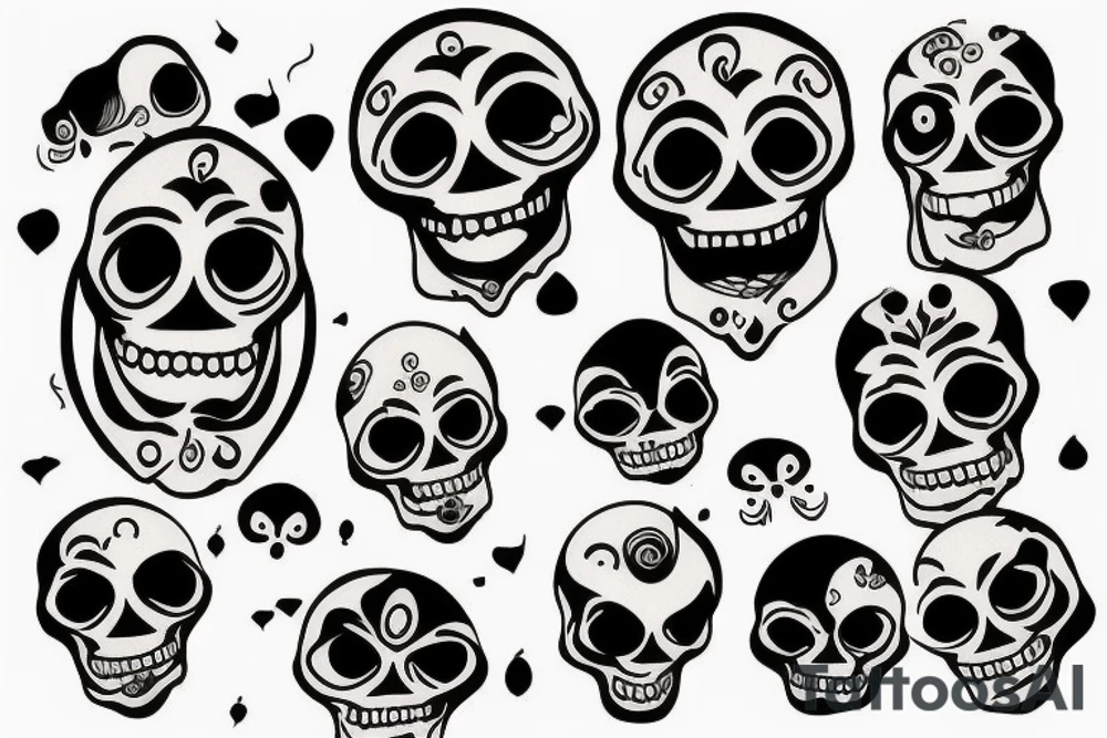 Droopy eye with skull behind tattoo idea