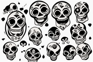 Droopy eye with skull behind tattoo idea