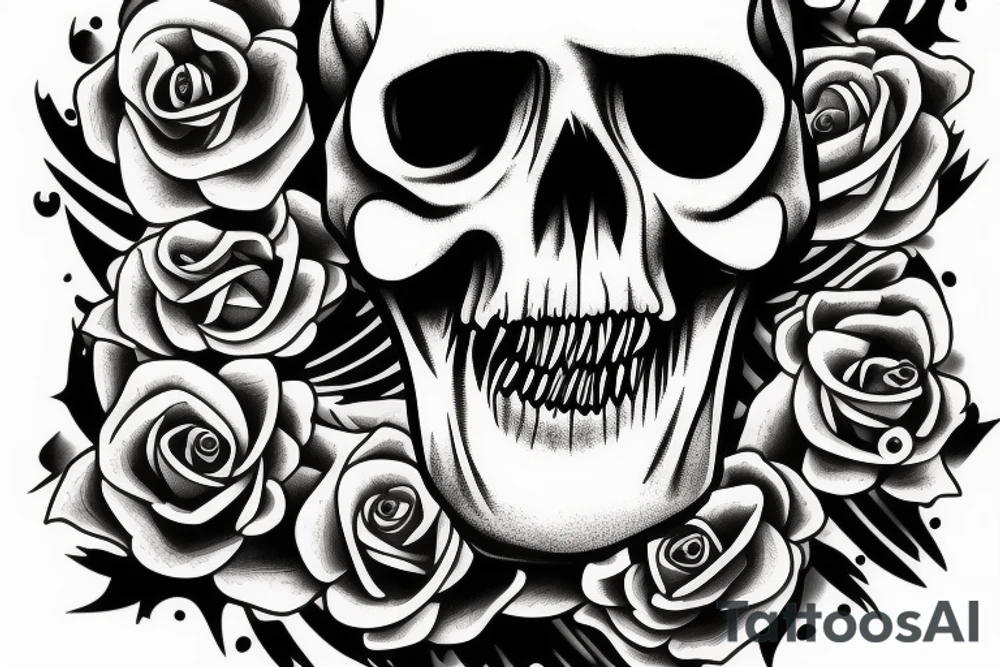 Droopy eye with skull behind tattoo idea