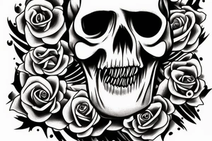 Droopy eye with skull behind tattoo idea