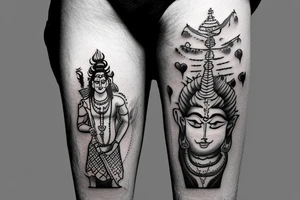 Himalayas hills with man playing cricket lord shiva tattoo idea