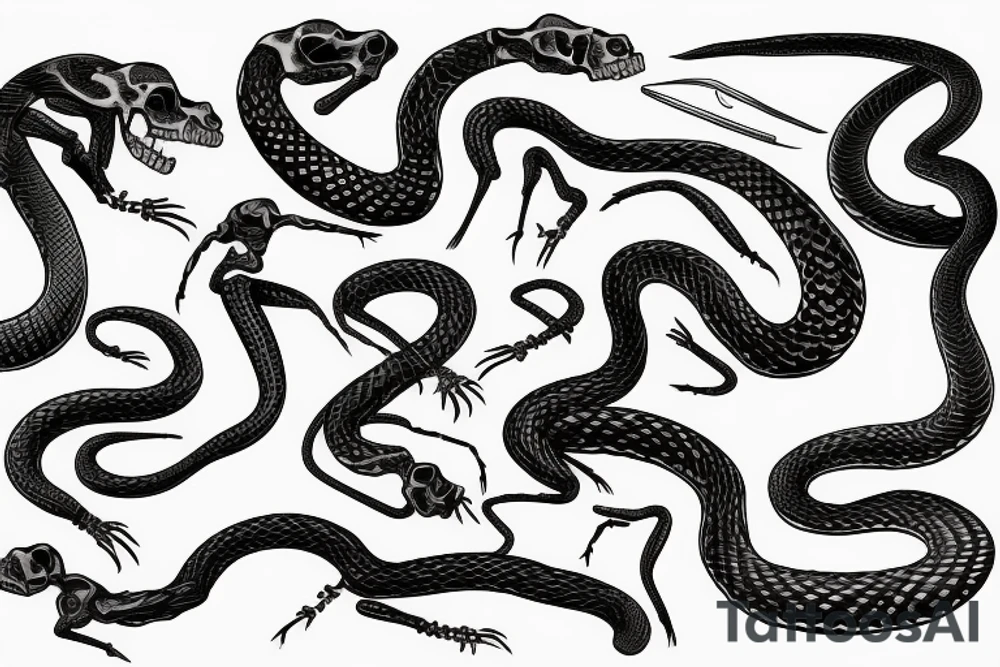 The skeleton of a snake from the collarbone to the shoulder tattoo idea