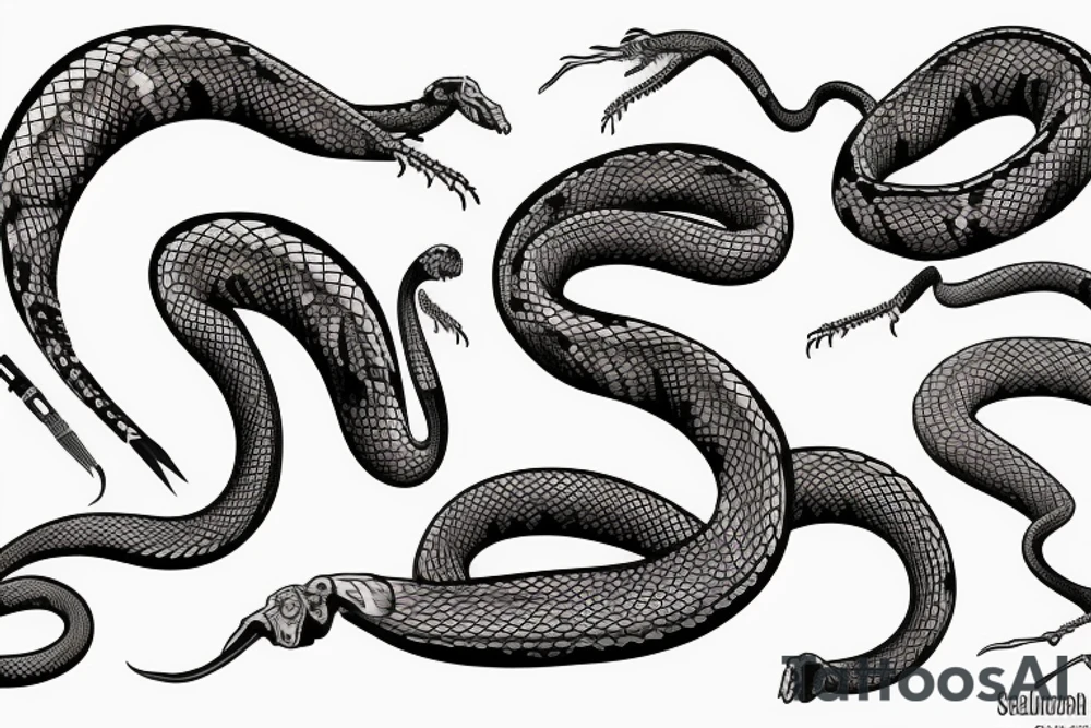 The skeleton of a snake from the collarbone to the shoulder tattoo idea