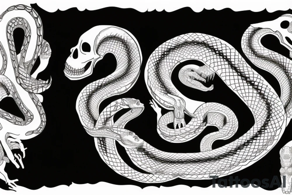 The skeleton of a snake from the collarbone to the shoulder tattoo idea