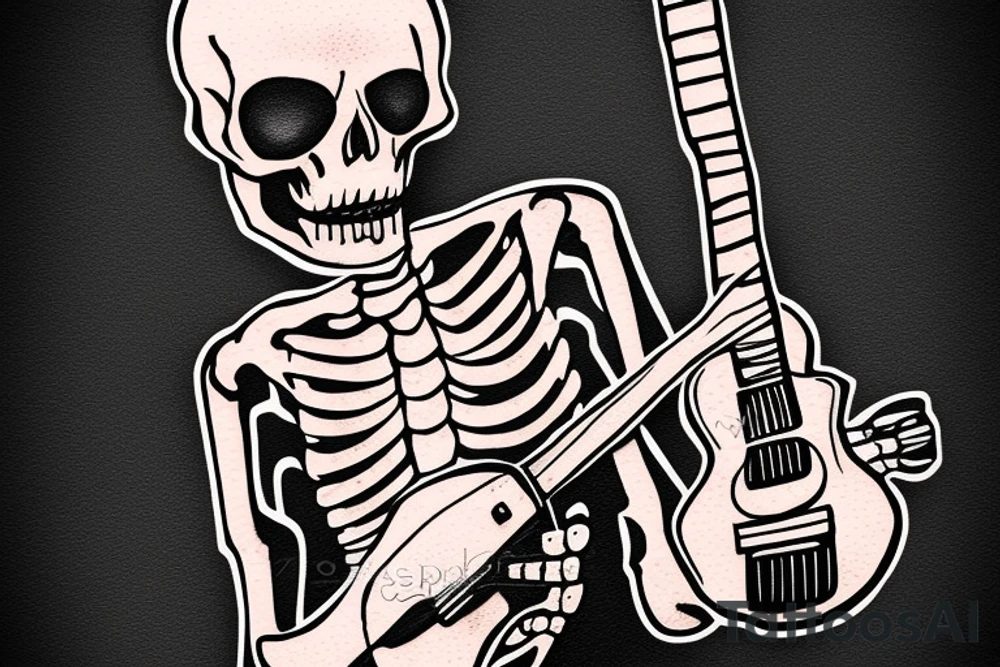 Skeleton man playing guitar with a cigar tattoo idea