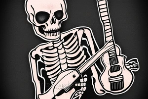 Skeleton man playing guitar with a cigar tattoo idea