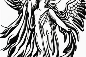 greek statue of an angel with 3 stars above head tattoo idea