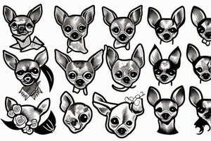 Deerhead chihuahua and a guava and a jasmine flower tattoo idea
