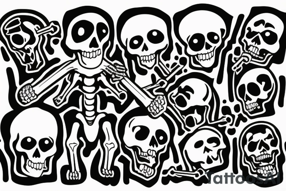 A skeleton holding a wrench in one hand and a coffee in the other tattoo idea