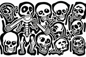 A skeleton holding a wrench in one hand and a coffee in the other tattoo idea