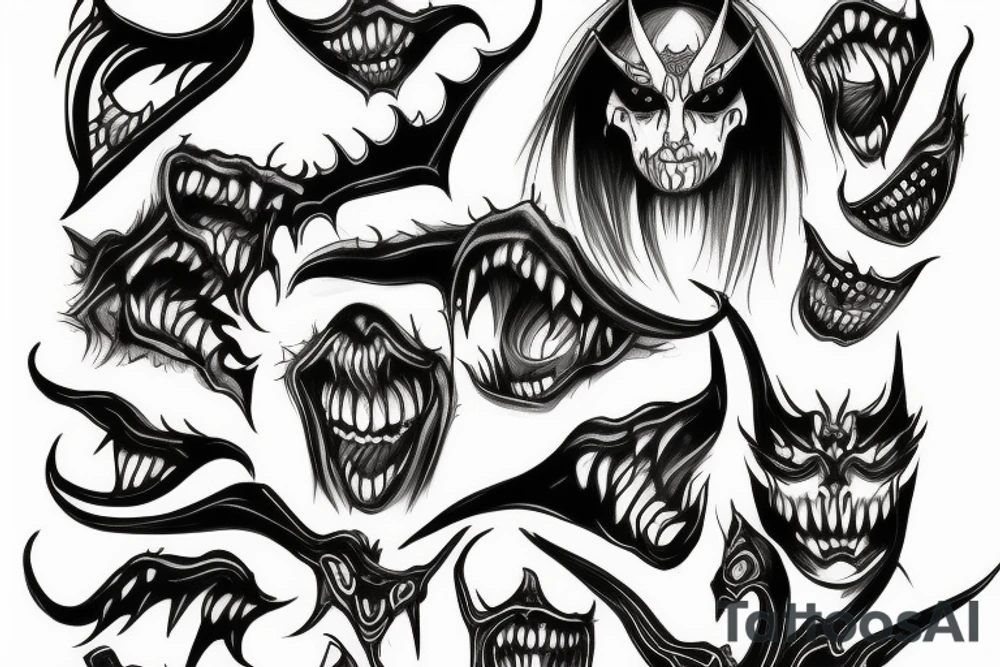 demon face draw tattoo idea