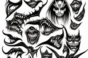 demon face draw tattoo idea