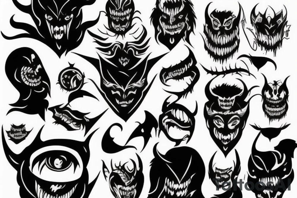 demon face draw tattoo idea