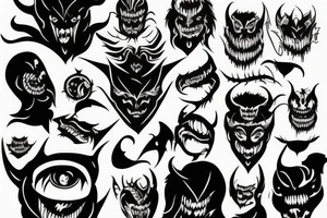 demon face draw tattoo idea