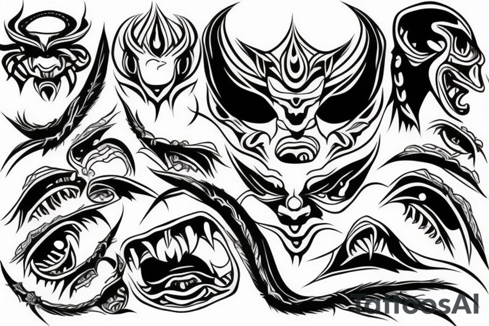 demon face draw tattoo idea