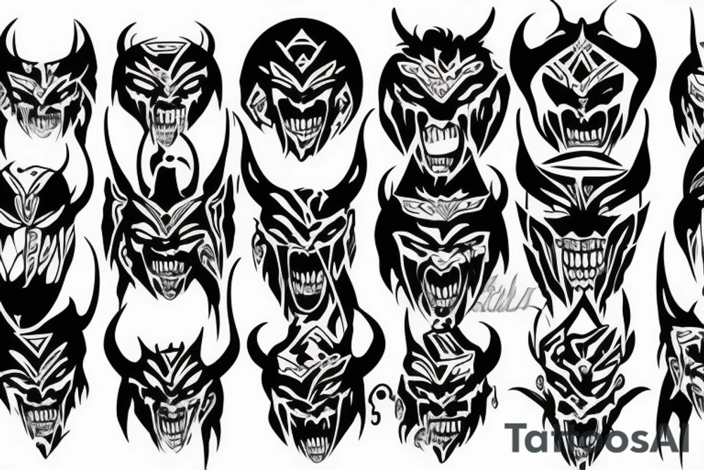 demon face draw tattoo idea