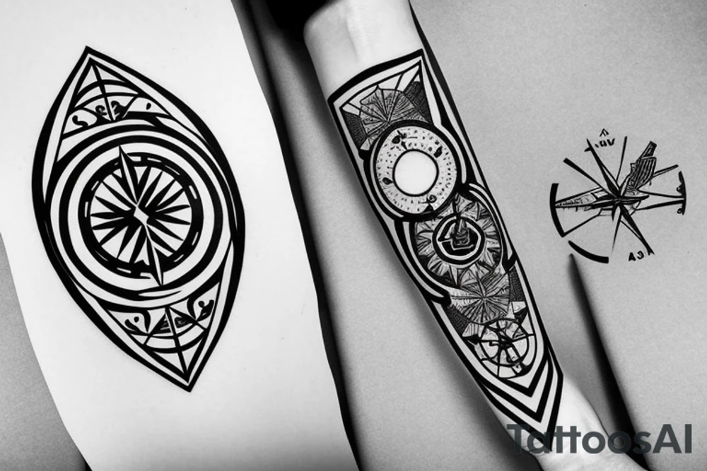 compass with geometric ornaments fineline style tattoo idea compass with geometric ornaments fineline style tattoo idea
